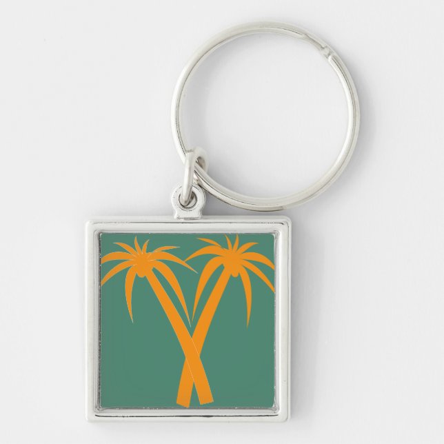 Tropical Palm Trees orange Summer Keychain (Front)