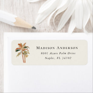 Tropical Palm Trees Pastel Boho Return Address Label