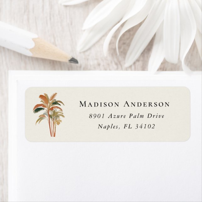 Tropical Palm Trees Pastel Boho Return Address Label (Insitu)