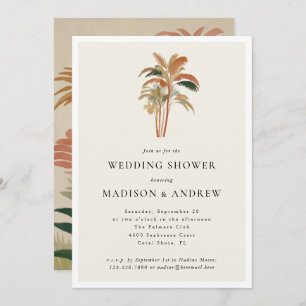Tropical Palm Trees Pastel Boho Wedding Shower Invitation