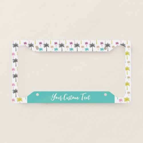 Tropical Palm Trees Pastel Pattern Design License Plate Frame