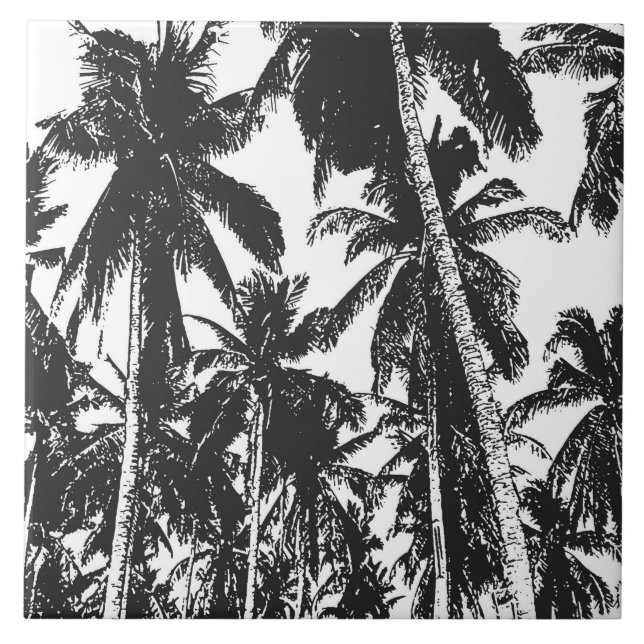 Tropical Palm Trees Pattern Ceramic Tile (Front)