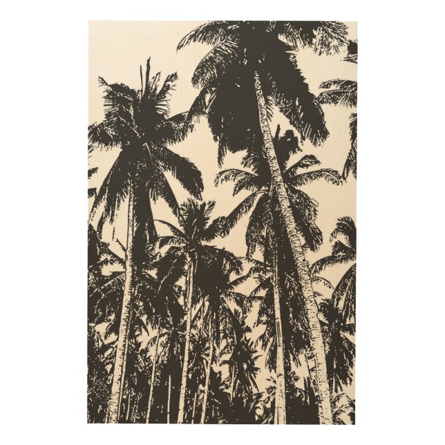 Tropical Palm Trees Pattern Design Wood Wall Art (Front)