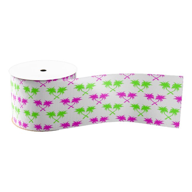 Tropical Palm Trees Pattern Grosgrain Ribbon (Spool)