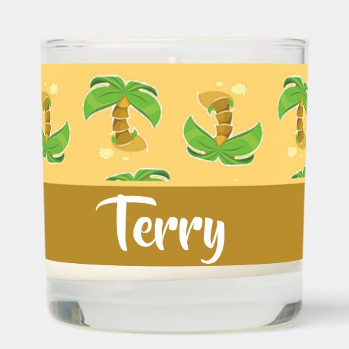 Tropical palm trees pattern scented candle