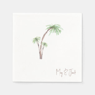 Tropical Palm Trees Personalized Script Names Napkins