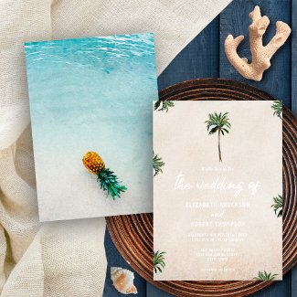 Tropical Palm Trees Pineapple Beach Sand Wedding