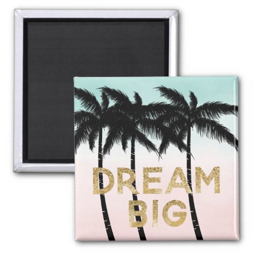 Tropical Palm Trees Pink Mint Dream Magnet