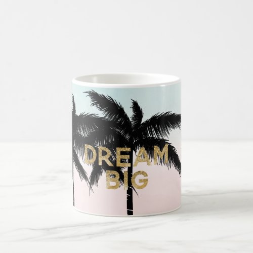 Tropical Palm Trees Pink Mint Ombre gold dream big Coffee Mug