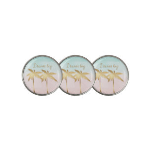 Tropical Palm Trees Pink Mint Ombre gold dream big Golf Ball Marker
