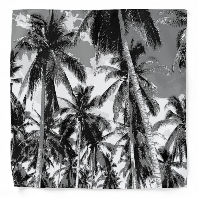 Tropical Palm Trees. Posterised design. Bandana (Front)