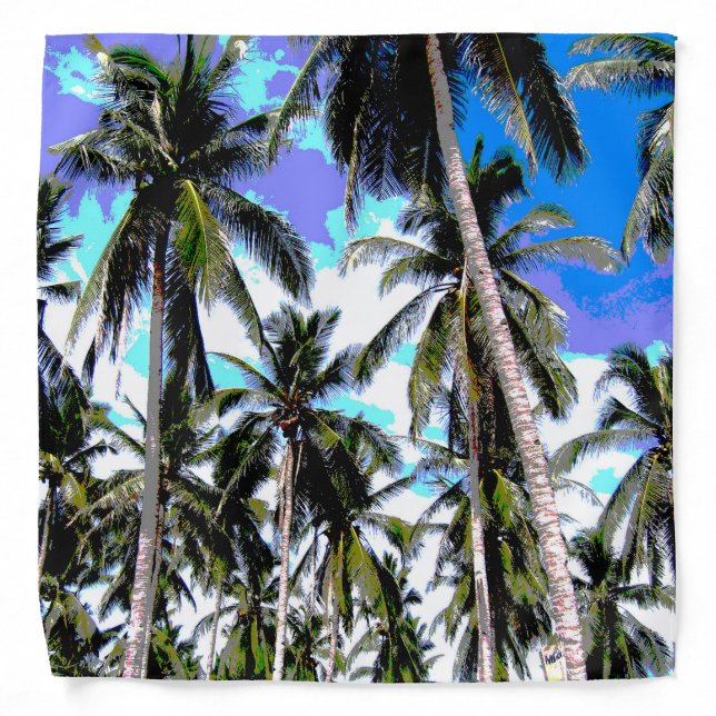 Tropical Palm Trees. Posterised design. Bandana (Front)