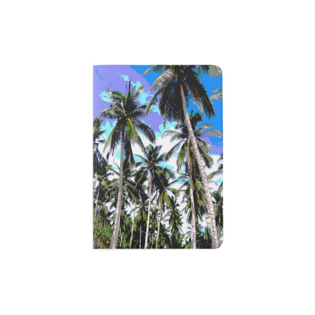 Tropical Palm Trees. Posterised design. Passport Holder (Front)
