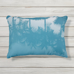 Tropical Palm Trees Reflection Outdoor Pillow