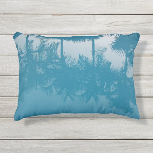 Tropical Palm Trees Reflection Outdoor Pillow (Front)