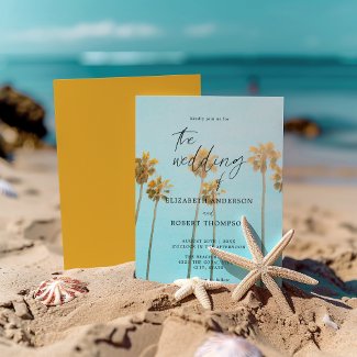 Tropical Palm Trees Retro Coastal Beach Wedding