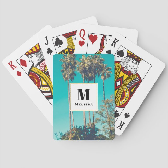 Tropical Palm Trees Retro Poker Cards (Back)