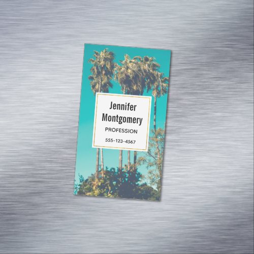 Tropical Palm Trees Retro Vibe Business Card Magnet