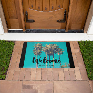 Tropical Palm Trees Retro Vibe Doormat