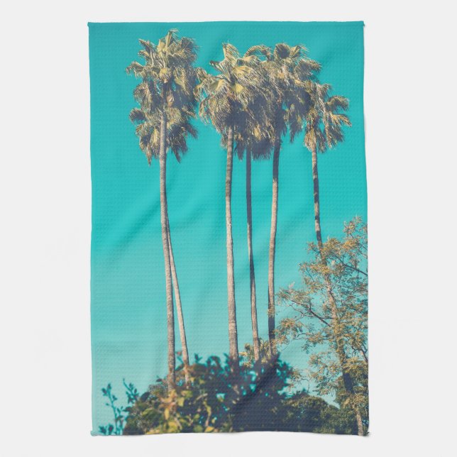 Tropical Palm Trees Retro Vibe Kitchen Towel (Vertical)
