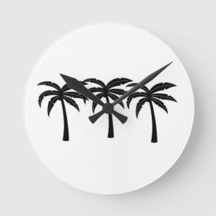 Tropical Palm Trees Round Clock