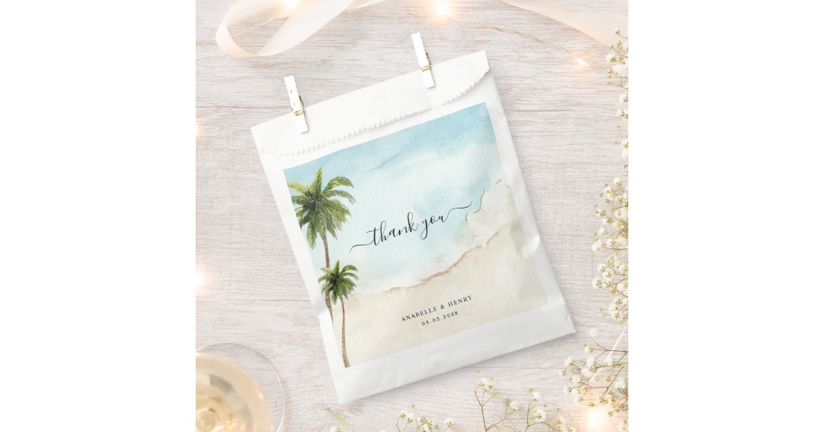 Tropical Palm Trees Sand Beach Destination Wedding Favor Bag | Zazzle