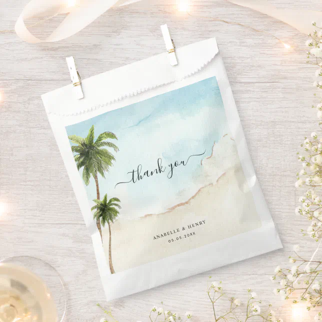 Tropical Palm Trees Sand Beach Destination Wedding Favor Bag | Zazzle