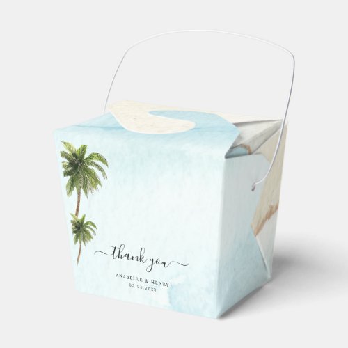 Tropical Palm Trees Sand Beach Destination Wedding Favor Boxes