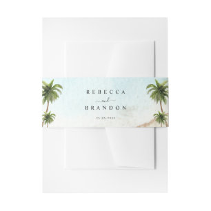 Tropical Palm Trees Sand BeachDestination Wedding Invitation Belly Band
