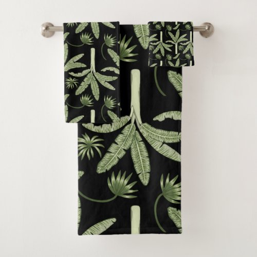 Tropical palm trees seamless pattern bath towel set