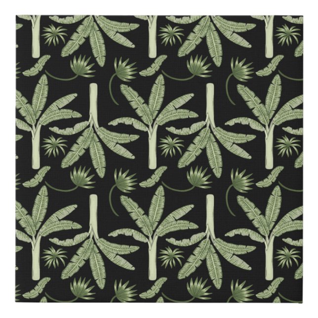 Tropical palm trees seamless pattern faux canvas print (Front)