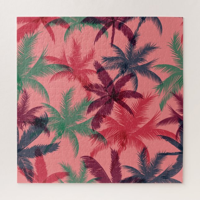 Tropical Palm Trees: Seamless Pattern Jigsaw Puzzle (Vertical)