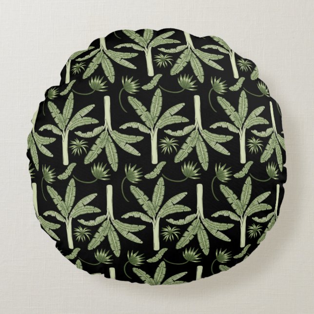 Tropical palm trees seamless pattern round pillow (Front)