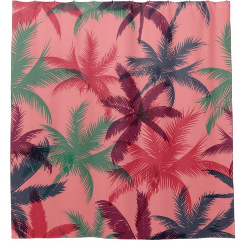 Tropical Palm Trees Seamless Pattern Shower Curtain