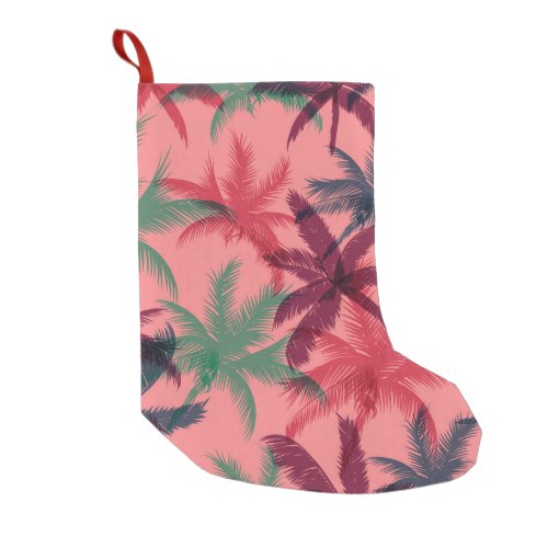 Tropical Palm Trees Seamless Pattern Small Christmas Stocking