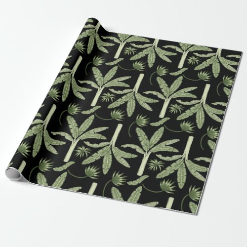 Tropical palm trees seamless pattern wrapping paper