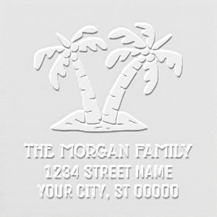 Tropical Palm Trees Seashore Beach Name Address Embosser