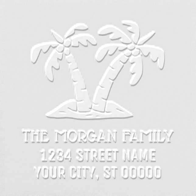 Tropical Palm Trees Seashore Beach Name Address  Embosser (Design)