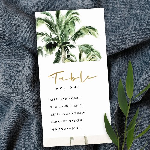 Tropical Palm Trees Seating Chart Table Number