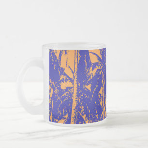 Tropical Palm Trees Silhouette Design Frosted Glass Coffee Mug