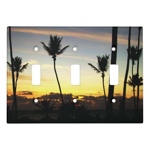 Tropical Palm Trees Silhouette In Sunset Light Switch Cover