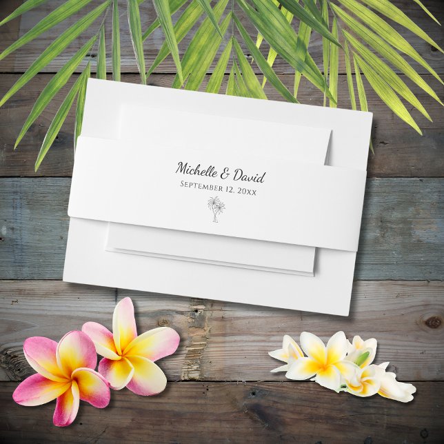 Tropical Palm Trees Simple Elegant Wedding  Invitation Belly Band (Creator Uploaded)
