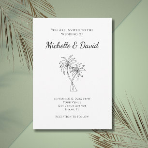 Tropical Palm Trees Simple Modern Wedding Invitation