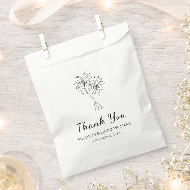Tropical Palm Trees Simple Thank You Wedding  Favor Bag (Clipped)