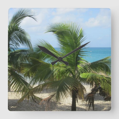 Tropical Palm Trees Square Wall Clock