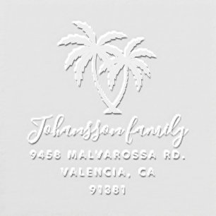 Tropical Palm Trees Stylish Family Return Address Embosser