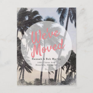 Tropical Palm Trees Subtle Colors Moving Announcement Postcard