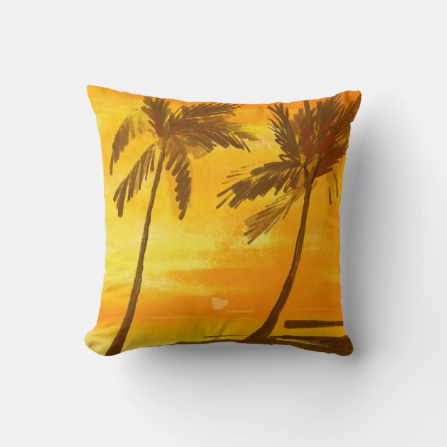 Tropical Palm Trees Summer Background Throw Pillow (Front)
