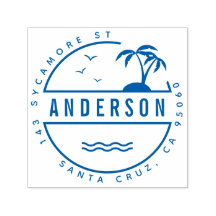 Tropical Palm Trees Summer Family Return Address