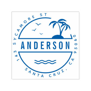 Tropical Palm Trees Summer Family Return Address Self-inking Stamp